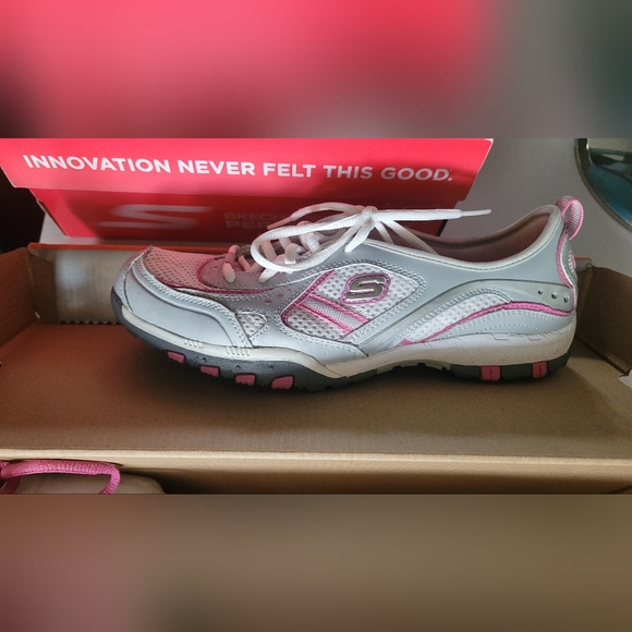 Skechers size 7 pink white gray Sportie - Picture 3 of 6